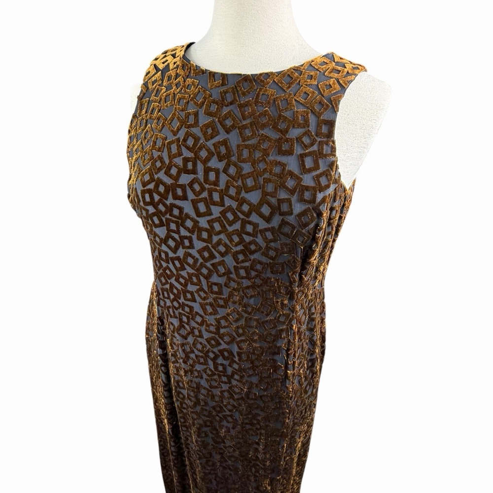 Michael Kaye Crushed Velvet Burnout‎ Maxi Dress Size 10  Geometric 90s Y2K NWT